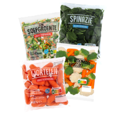 Spinazie zak à 200 gram,
wortel bloemkool broccoli mix,
fijne soepgroenten zak à 400 gram
of wortelen zak à 500 gram